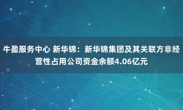 牛盈服务中心 新华锦：新华锦集团及其关联方非经营性占用公司资金余额4.06亿元